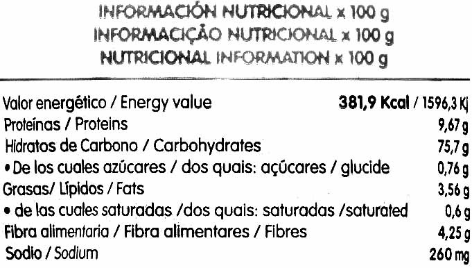 Tortitas con 8 cereales - Voedingswaarden - es