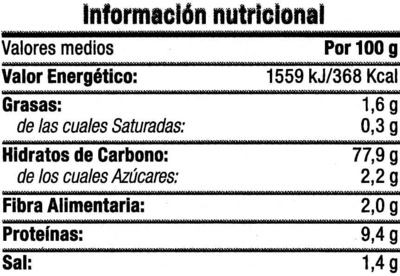 Tostadas de trigo sarraceno - Tableau nutritionnel - es
