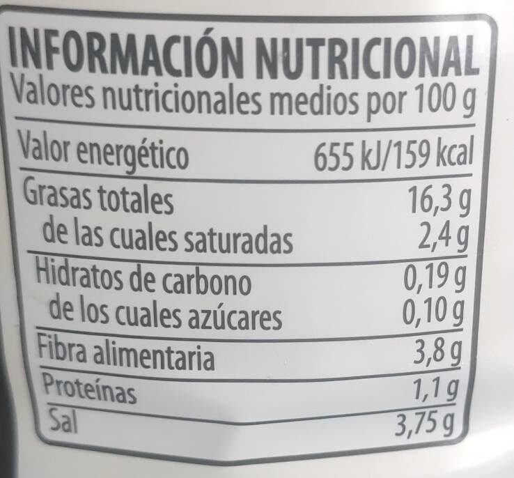 Aceitunas Verdes Partidas Aliñadas Verdial - Nutrition facts