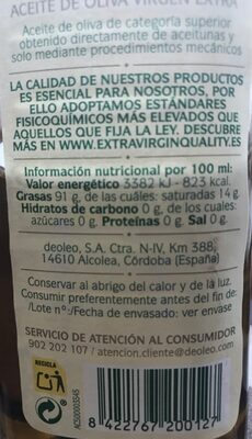 Aceite de Oliva Virgen Extra - Nutrition facts - es