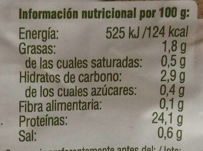 SEITAN Natural - Información nutricional