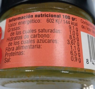 Paté de tomate - Informació nutricional - es