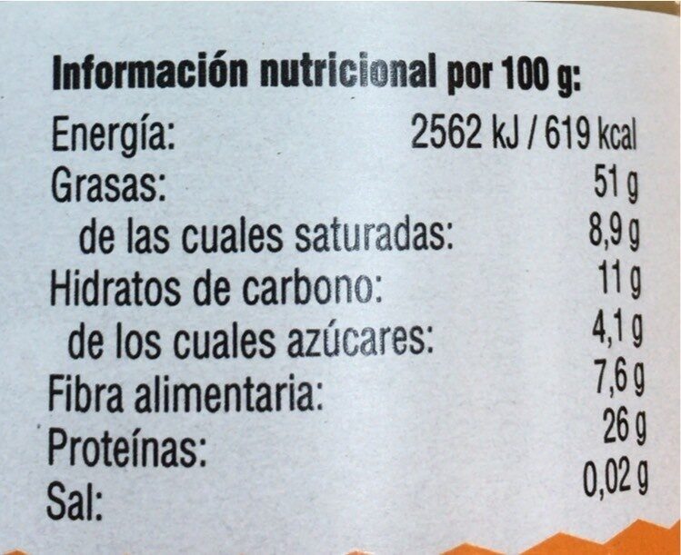 Crema cacahuete - Informació nutricional - es