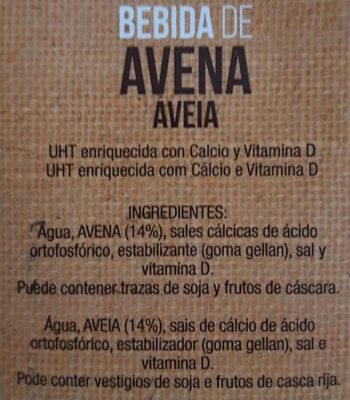 Bebida de avena - Ingredients - es