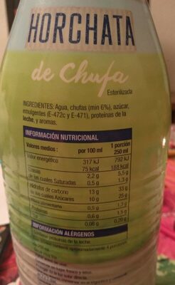 Horchata de Chufa - Informació nutricional - es