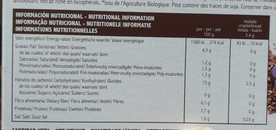 Tostadaa ligeras arroz integral y lino - Información nutricional