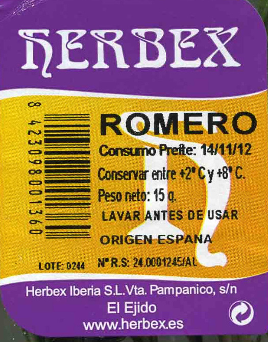 Romero fresco - Ingredients - es