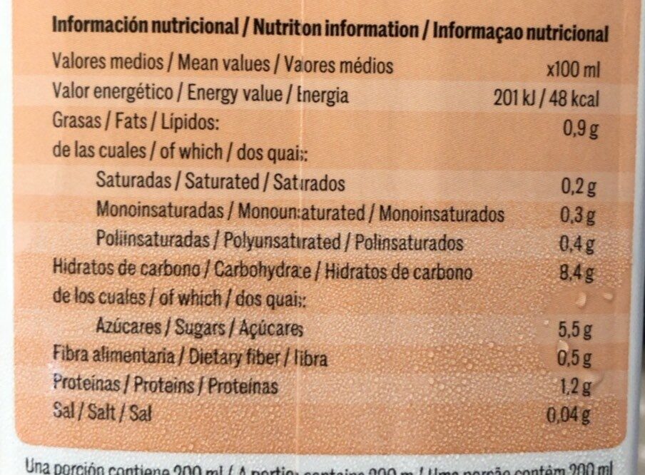 Yosoy Ecológico Bebida de avena - Informació nutricional - es