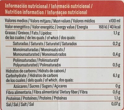 Bebida Avena 0% Azucar - Informació nutricional - fr