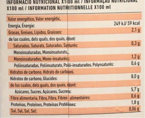 Bebida de Avena y Almendras - Nutrition facts - fr