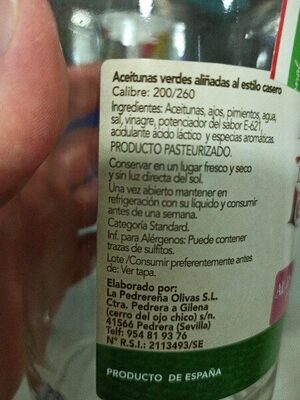Aceitunas - Ingredients - es
