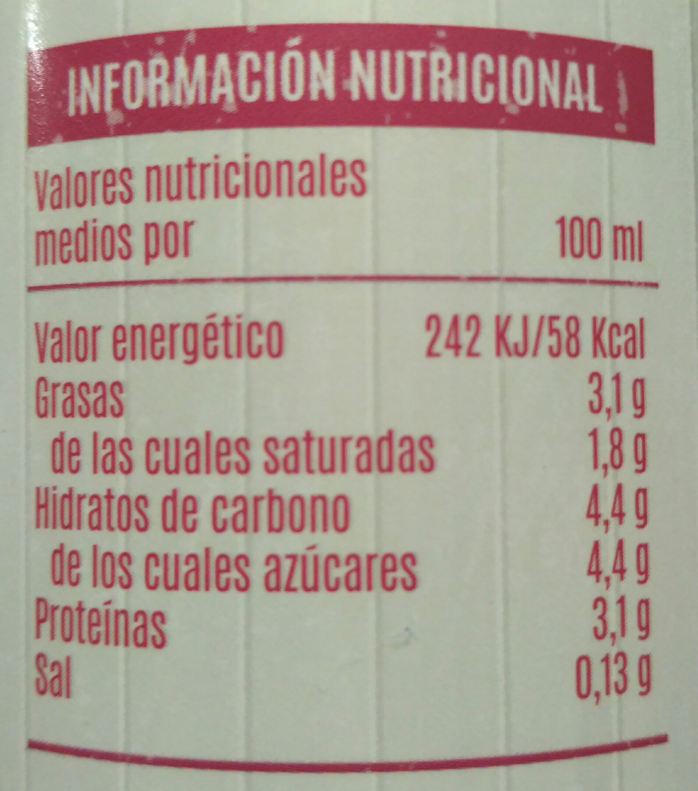 Kéfir Natural - Informació nutricional - es