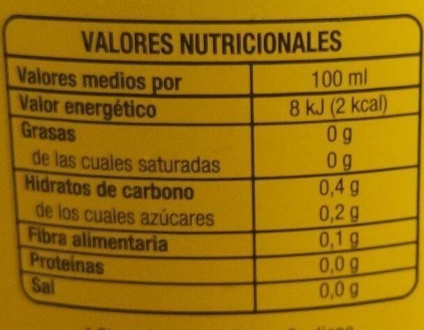 Limón zero refresco gas - Informació nutricional - es