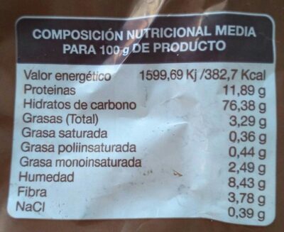 Picos Paco - Nutrition facts - es
