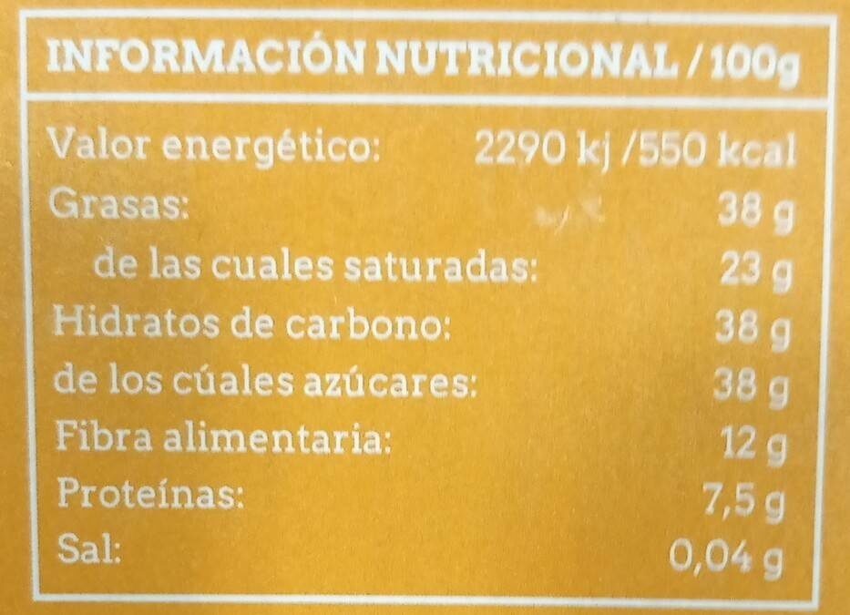 Chocolate negro con naranja - Información nutricional