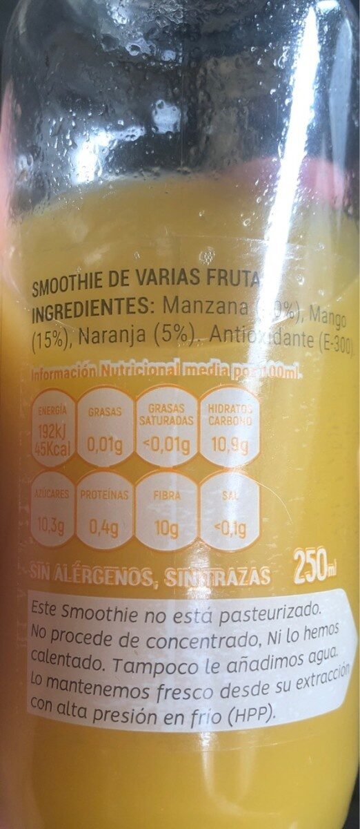 Cold Press SMOOTHIE - Nutrition facts - es