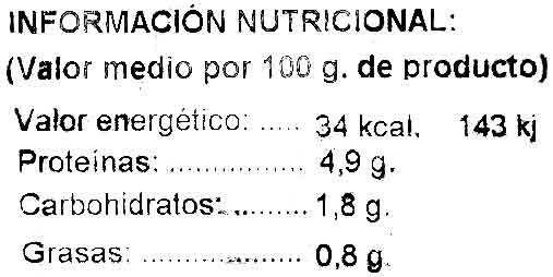 Boletus edulis ultracongelados - Nutrition facts - es