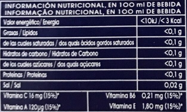 Kuyx Light - Tropical - Nutrition facts - es