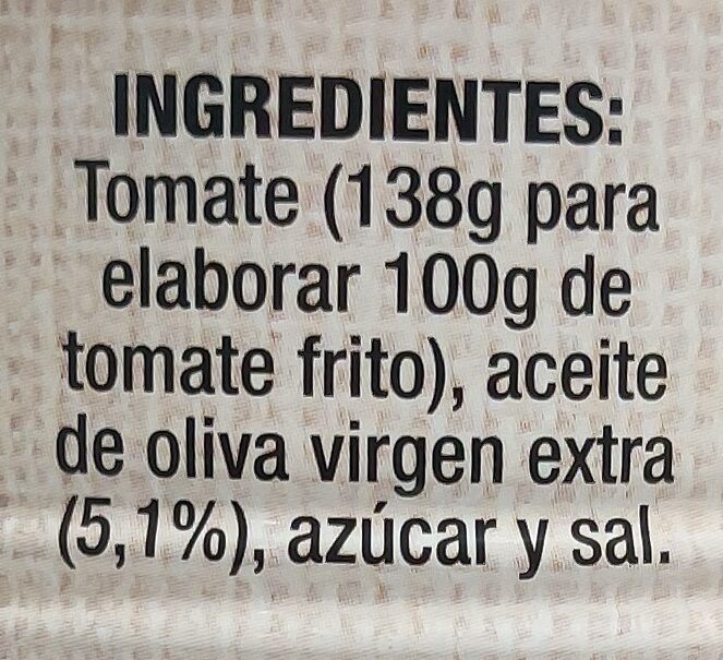 Tomate frito - Ingredientes