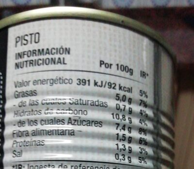 Pisto - Nutrition facts - es