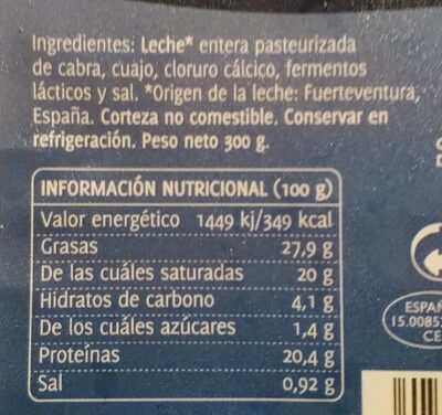 Queso de cabra tierno - Nutrition facts - es