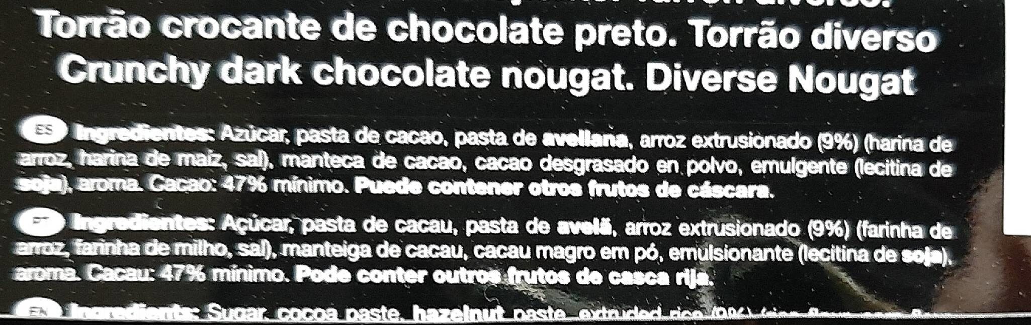 Turròn de chocolate negro crujiente - Ingredients - es