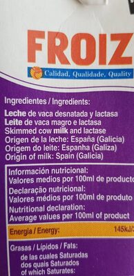 Lecha desnatada sin lactosa - Ingredients - es