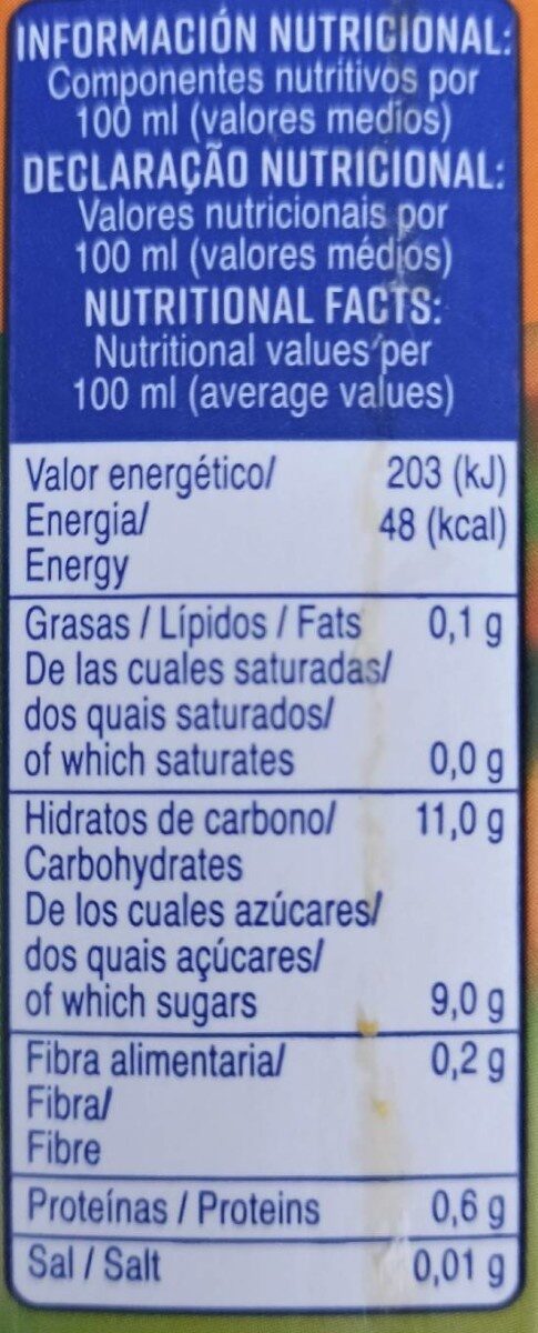 Zumo de naranja exprimido - Informació nutricional - es