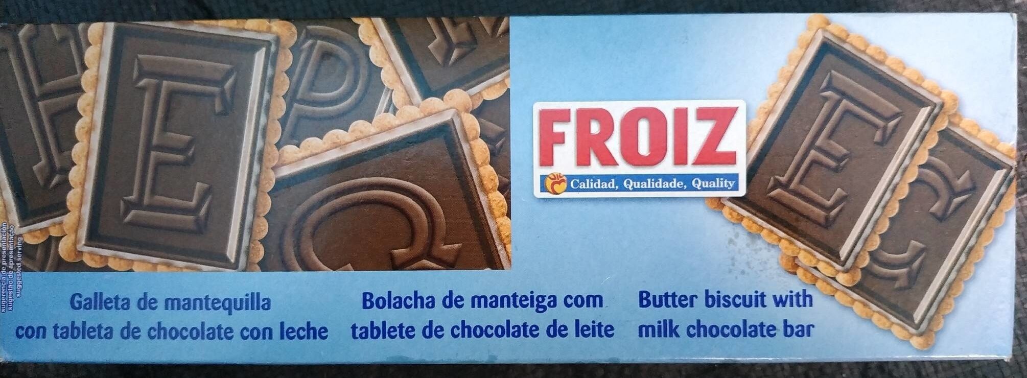 Galleta de mantequilla con tablette de chocolate con leche - Producte - es