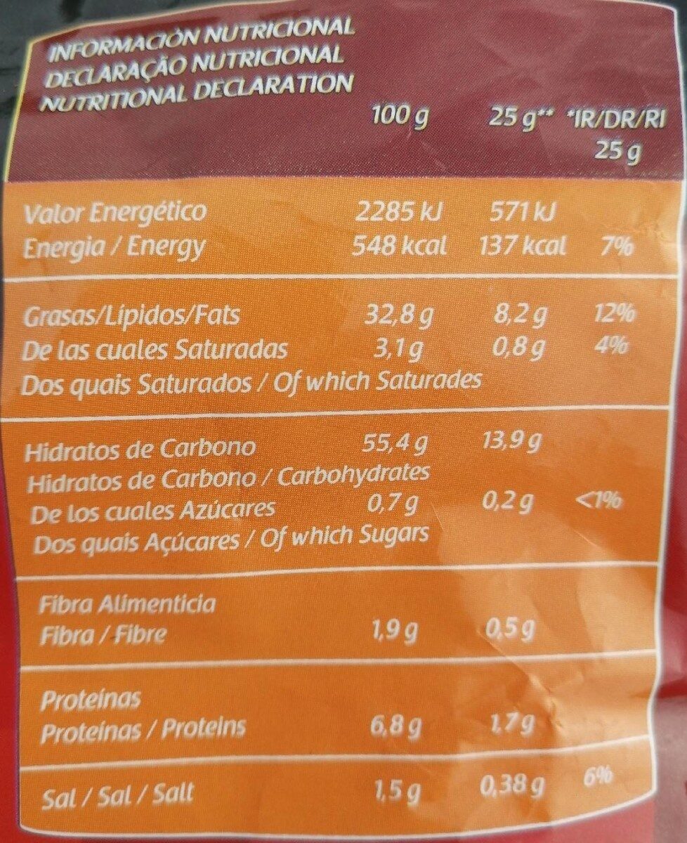 Tiras de maíz sabor barbacoa - Informació nutricional - es