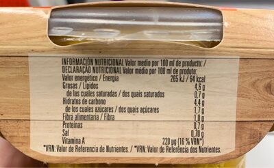 Crema de calabaza - Informació nutricional - es