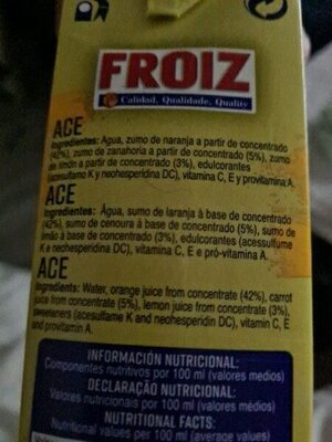 Néctar ACE - Ingredients - es