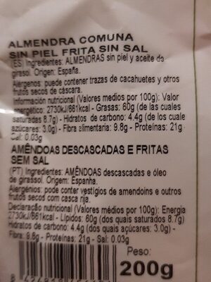 Almendras - Ingredients - es