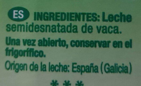 Leche semidesnatada - Ingredients - es