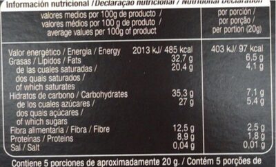 Chocolate negro 85% con naranja - Informació nutricional - es