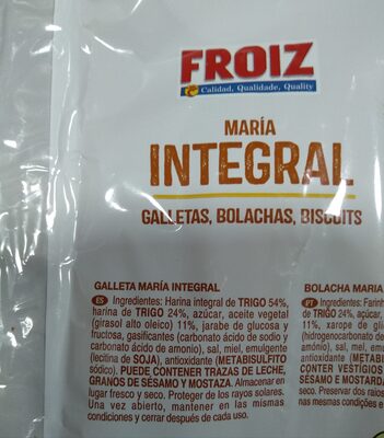 Galletas María Integral - Ingredients - es