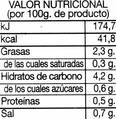 Crema de calabacín - Nutrition facts - es