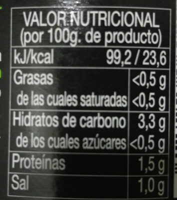 Corazones de alcachofa de Tudela - Nutrition facts - es