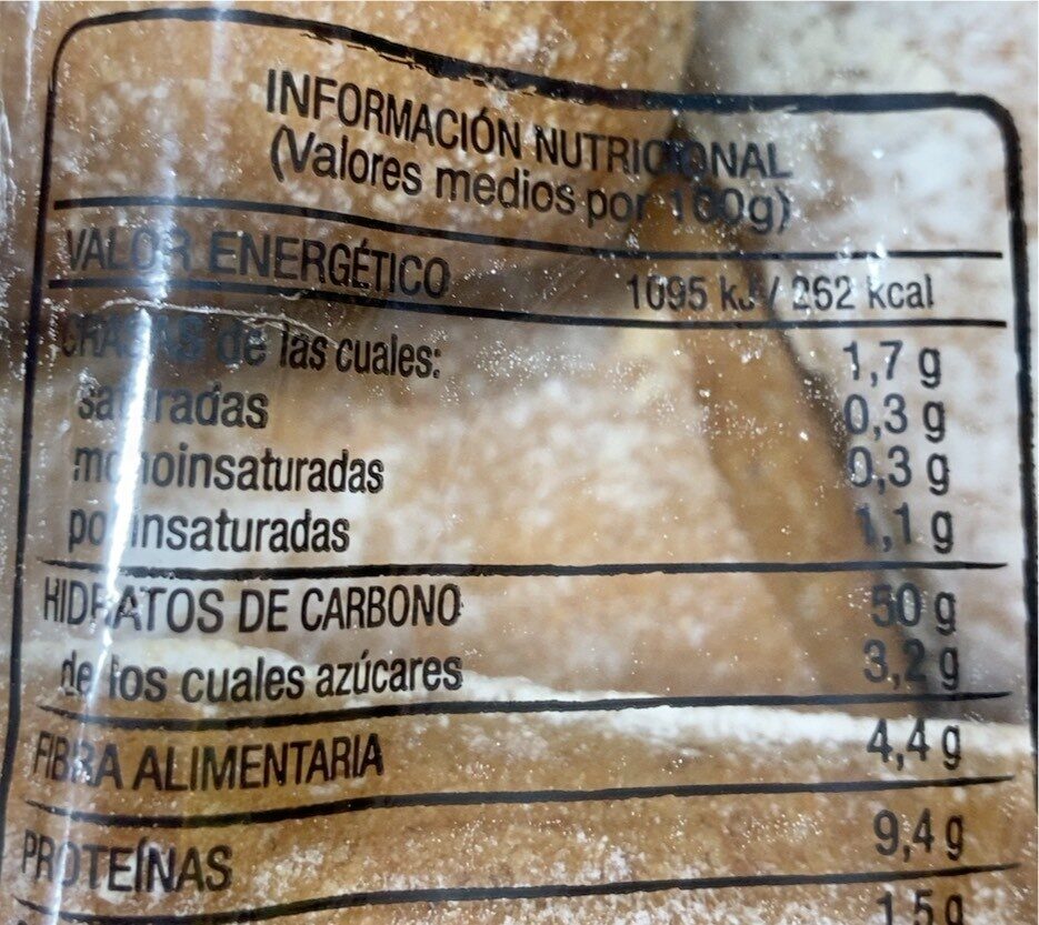 Pan de centeno 51% - Nutrition facts - es