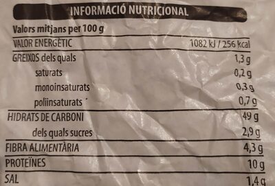 Pa integral - Nutrition facts