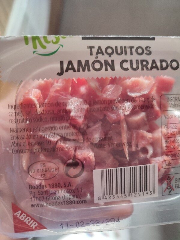 Taquitos jamón curado - Ingredients - es