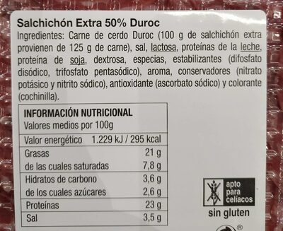 Salchichón extra - Nutrition facts - es