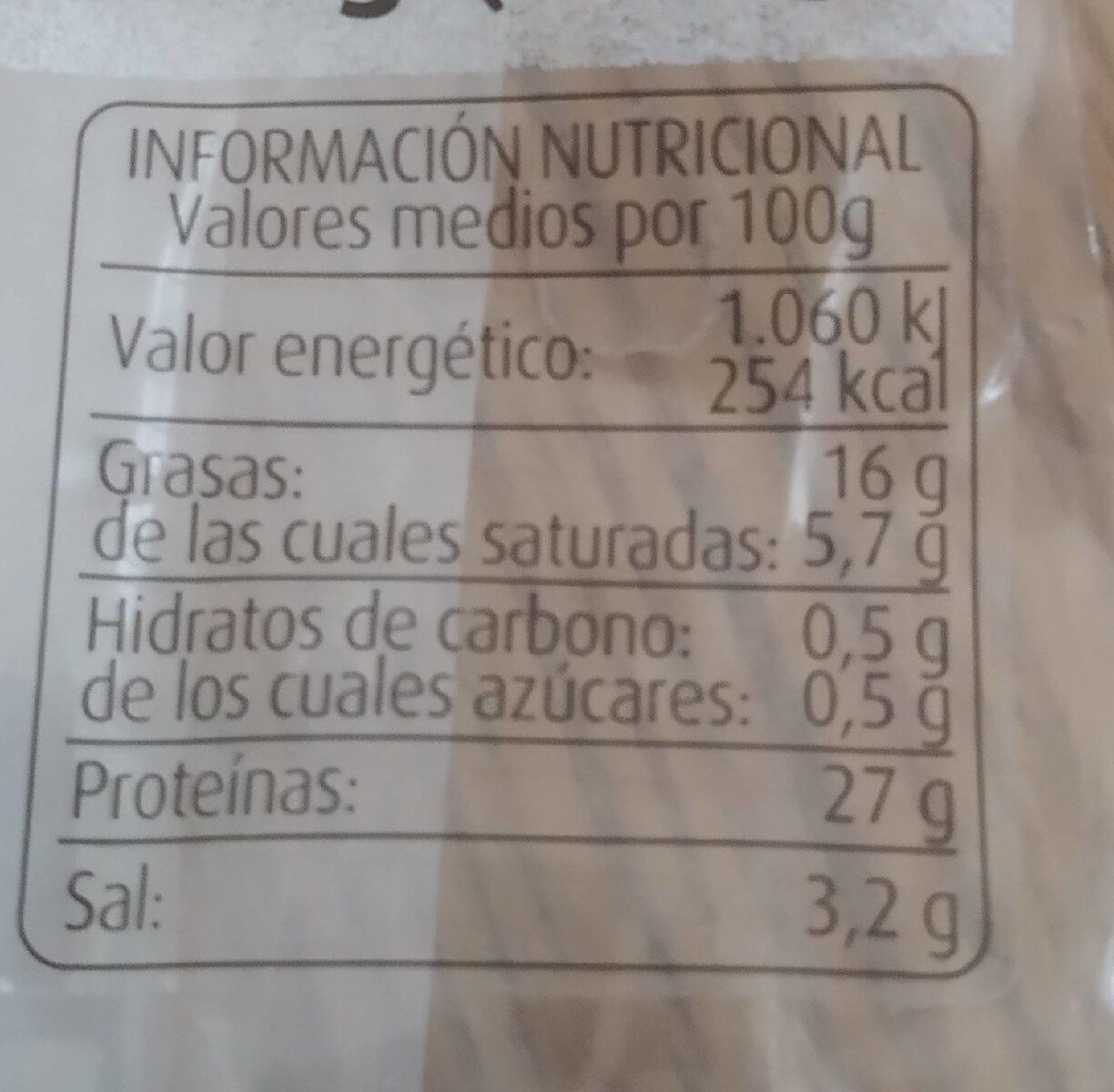 James Serrano - Nutrition facts - es
