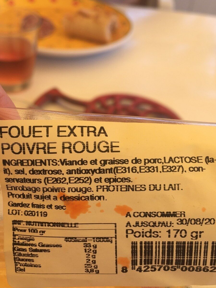 Fouet extra - Nutrition facts - fr