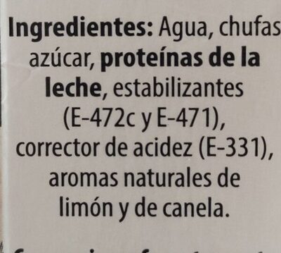 Horchata premium - Ingredients - es