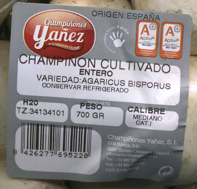 Champiñones enteros "Champiñones Yañez" - Ingredients