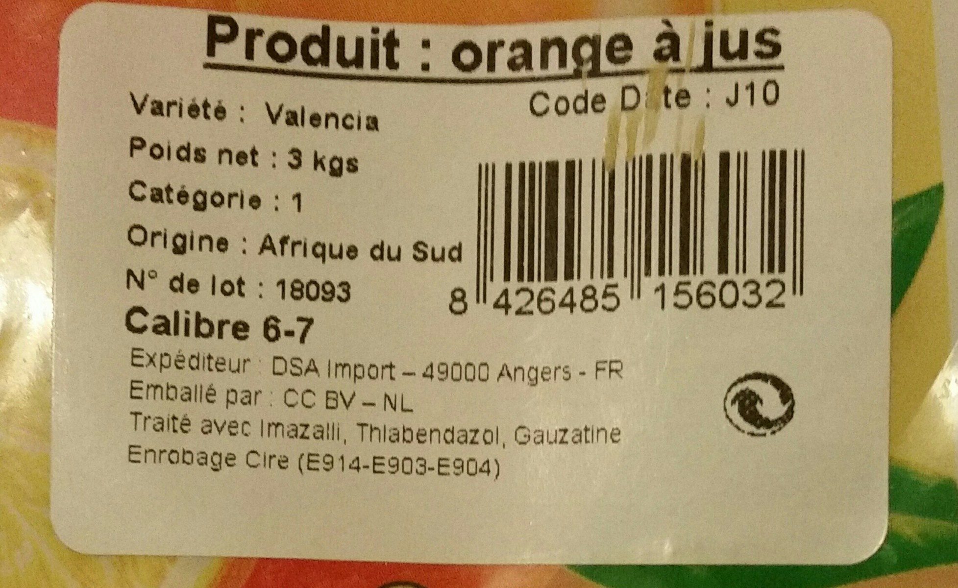 Oranges a jus - Ingrédients