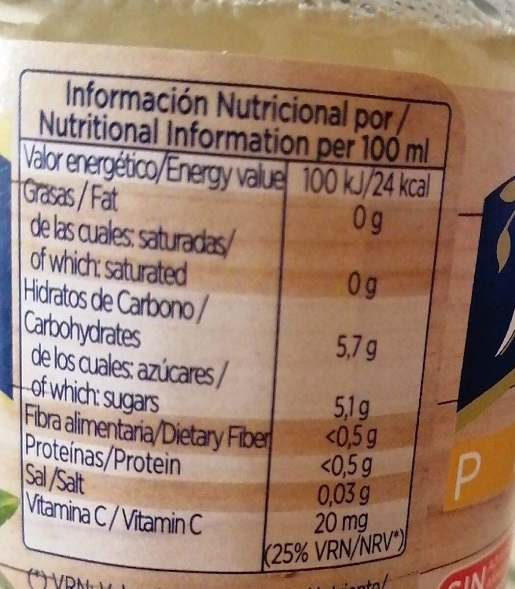 Zumo Piña - Nutrition facts - es