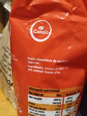 Pasta Cabell d'Angel - Ingredients - es