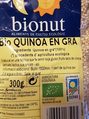 Bio quinoa en gra - Osagaiak - es
